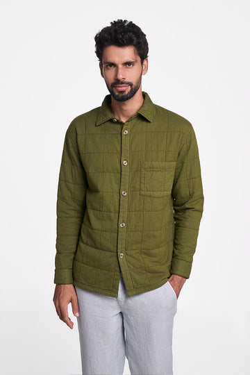 Hunter Quilted Khadi Shirt Olive S