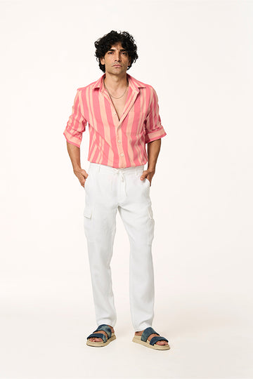 Crux Linen Cargo Pants White S