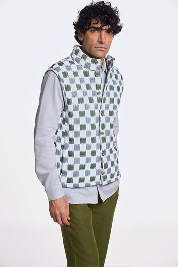 Nix Printed Ikat Check Olive S