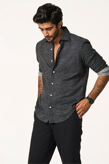 Cristo Khadi Shirt Washed Black Chambray S