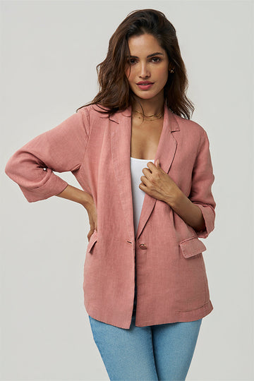 Sasha Linen Blazer Desert Rose XXS