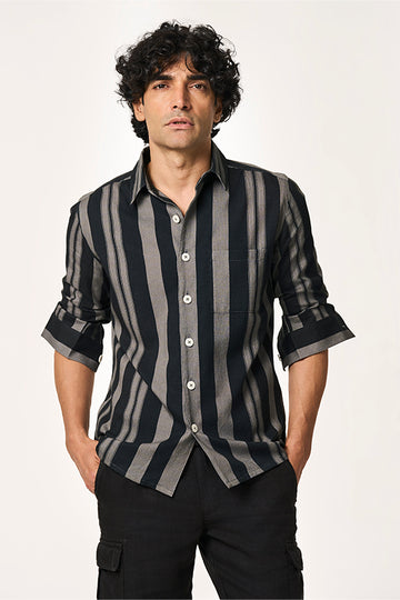 Alto Lite Khadi Sporty Shirt Tonal Stripe Charcoal S