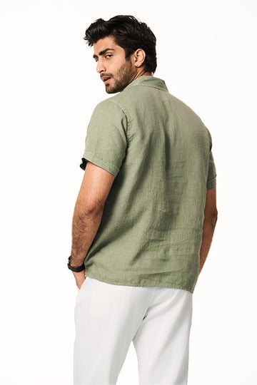 Flint Linen Collar Shirt Matcha XS