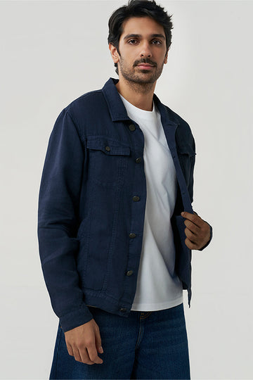 Diego Linen shacket Sunset Navy S