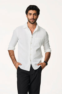 Alto Lite White Men's Slim Fit Khadi Shirt
