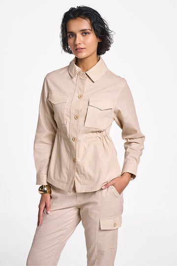 Alya Pale Gold Women's Smart Fit Khadi Shirt