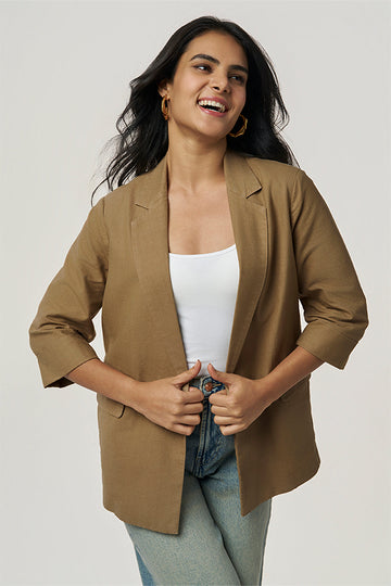 Sasha Khadi Safari Blazer Sand Dune XXS