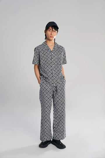 Menton Khadi Shirt Comet Check Black S