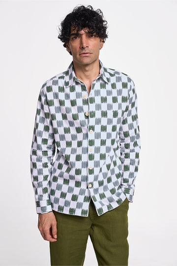 Alto Khadi Shirt Ikat Check Olive S