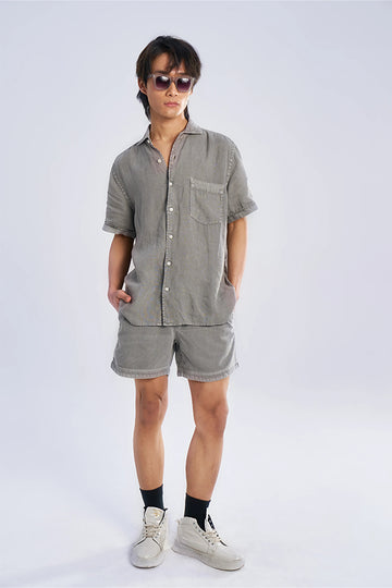 Flint Linen Collar Shirt Charcoal XL