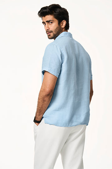 Flint Linen Collar Shirt Ice Blue XS