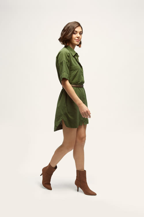 Ariara Khadi Pocket Dress Olive