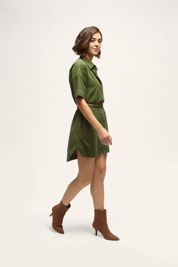 Ariara Khadi Pocket Dress Olive