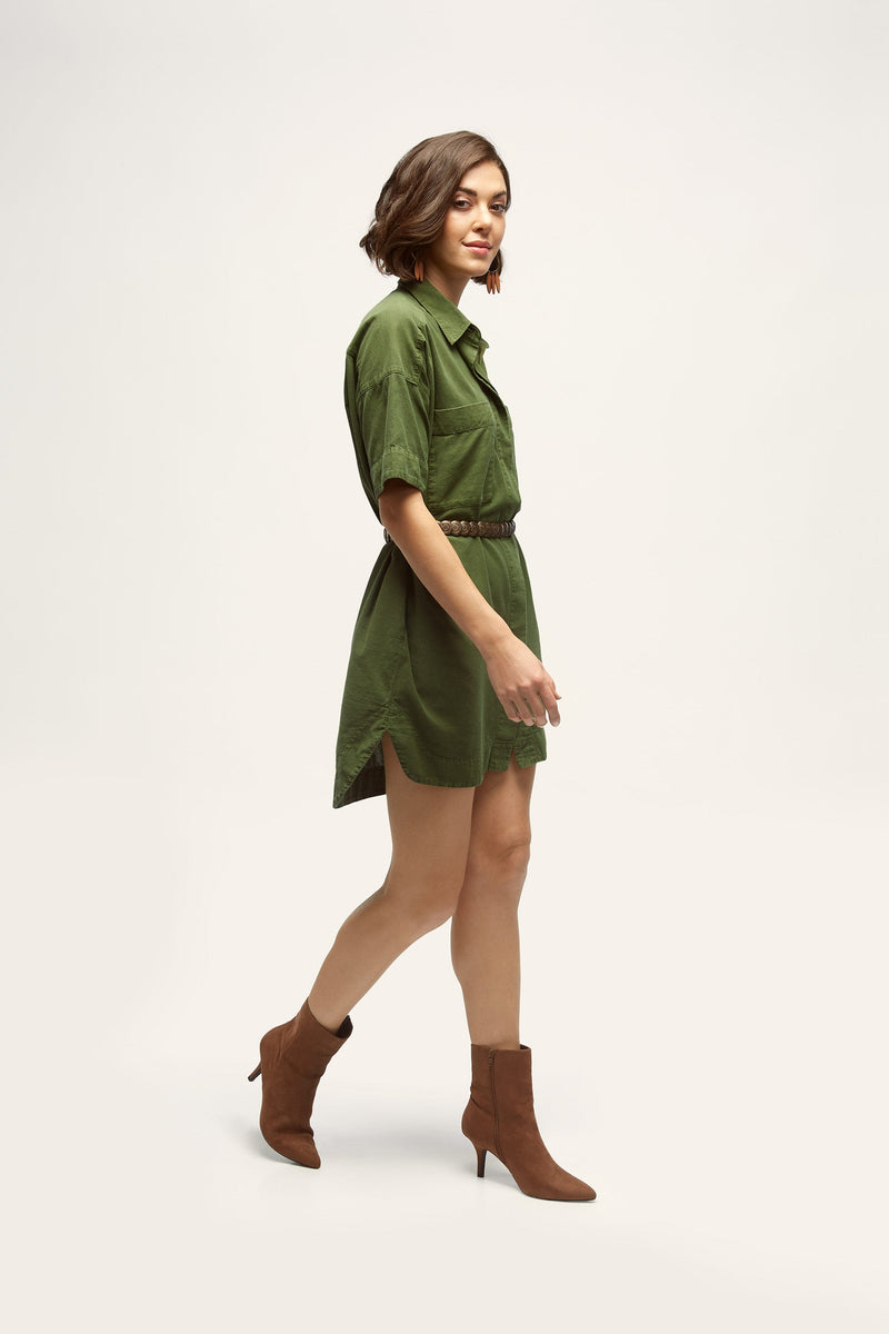 Ariara Khadi Pocket Dress Olive
