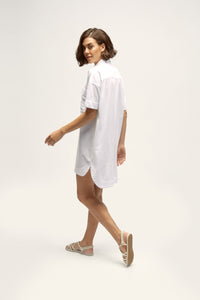 Ariara White Women's Resort Fit Khadi Dress