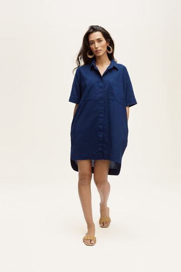 Ariara Khadi Pocket Dress Blue XS