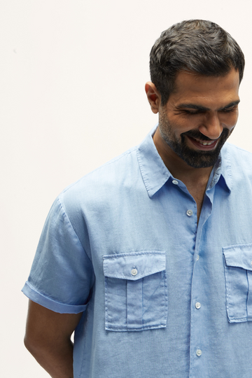 Bellando Linen Shirt Dusty Blue XL