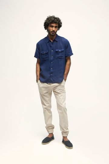 Bellando Linen Shirt Blue M