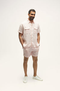 Bellando Salmon Men's Resort Fit Linen Shirt