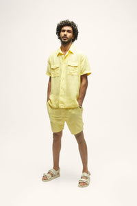 Bellando Yellow Men's Resort Fit Linen Shirt