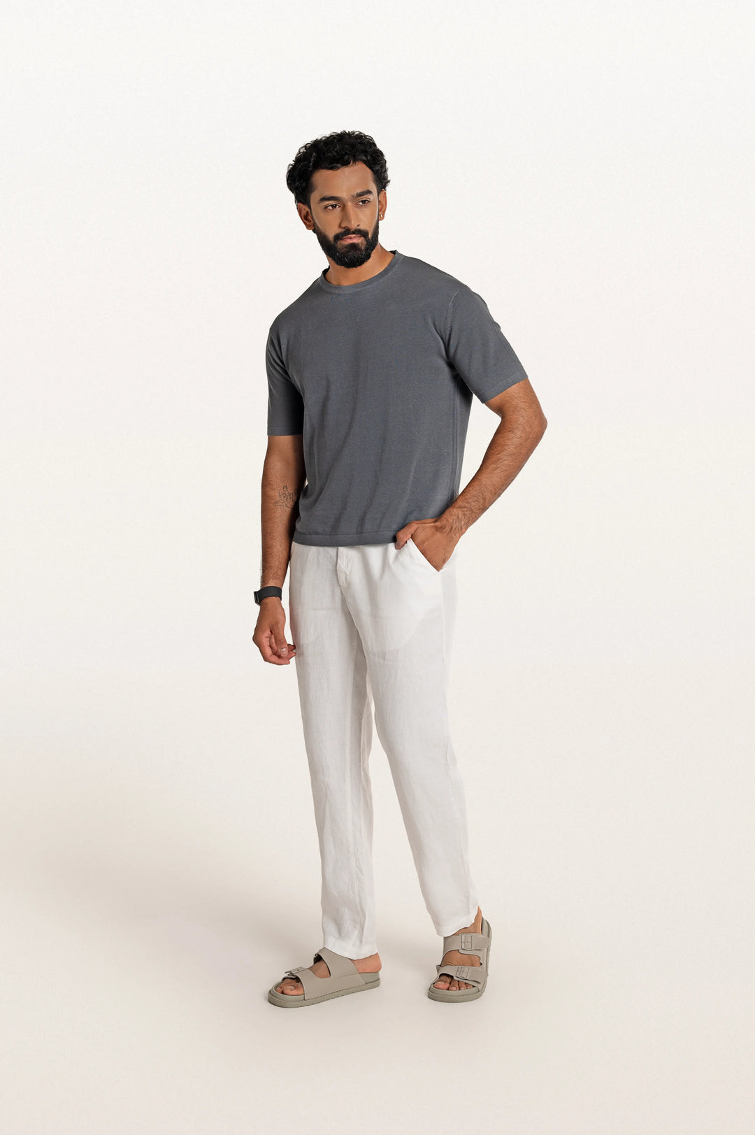 Dax Linen White Men's Slim Fit Trouser
