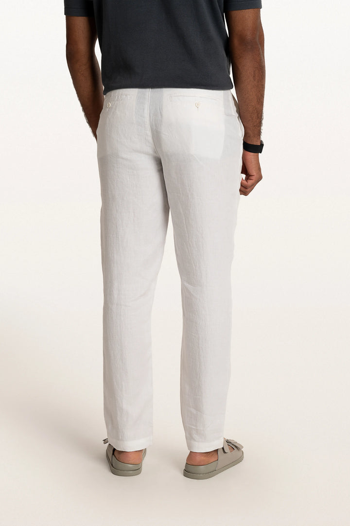 Dax Linen White Men's Slim Fit Trouser