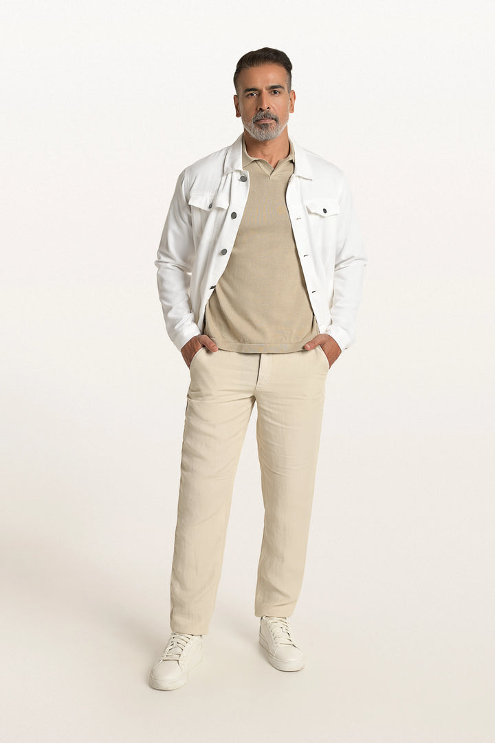 Dax Linen Light Beige Men's Slim Fit Trouser