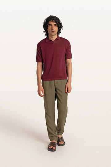 Luma Red Wine Men's Smart Fit Polo Tee