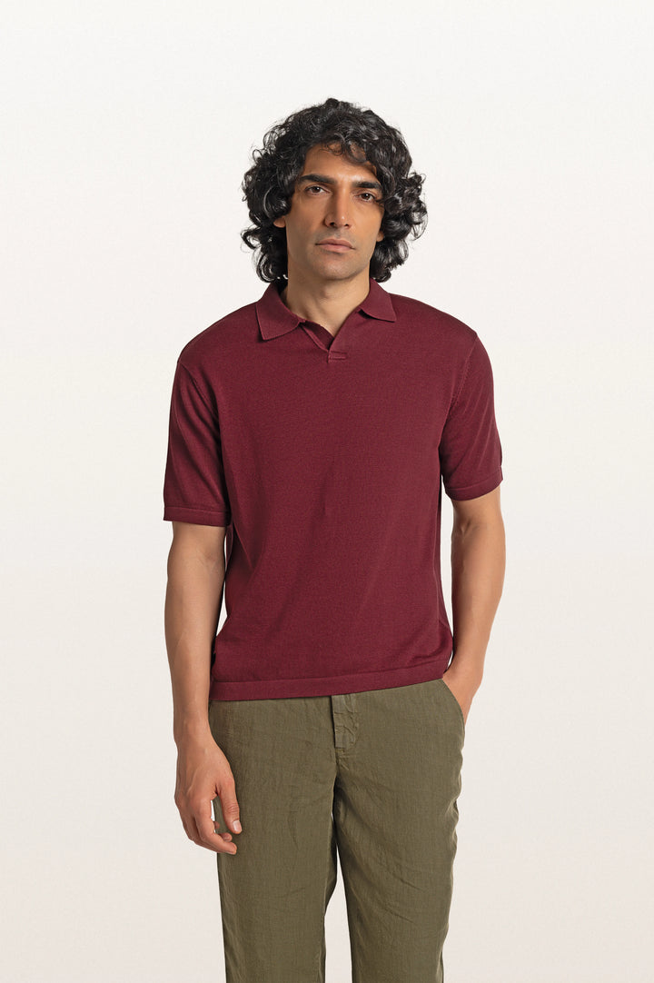 Luma Red Wine Men's Smart Fit Polo Tee