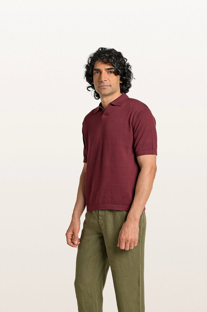 Luma Red Wine Men's Smart Fit Polo Tee