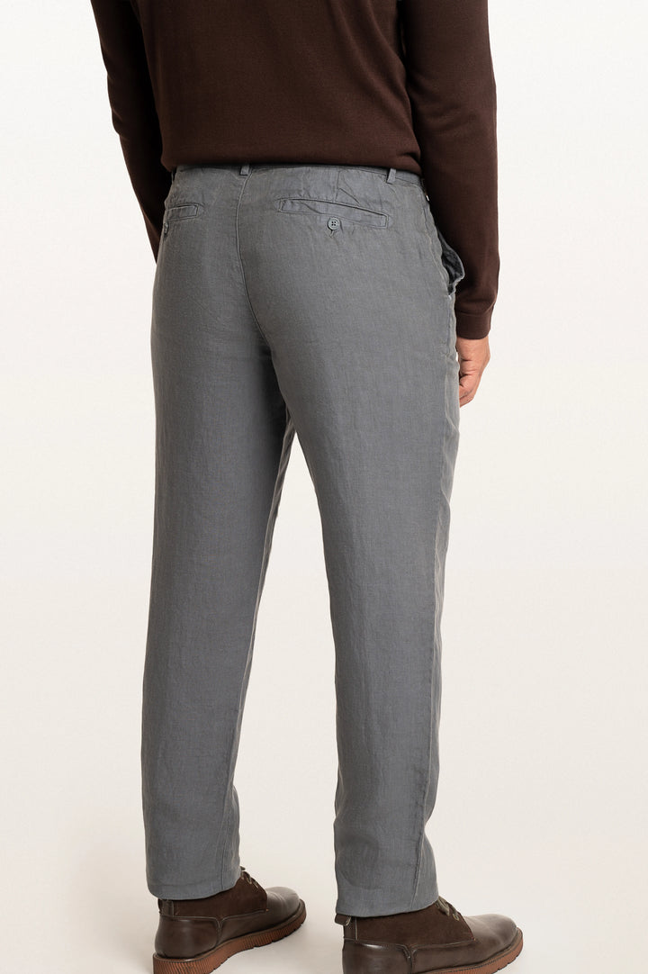 Dax Linen Titanium Men's Slim Fit Trouser