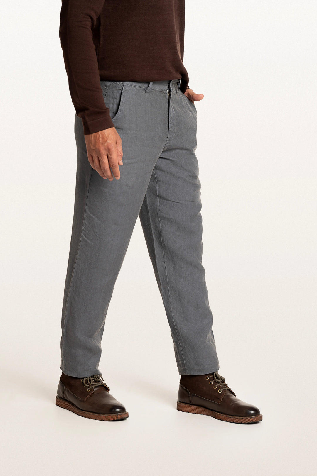 Dax Linen Titanium Men's Slim Fit Trouser