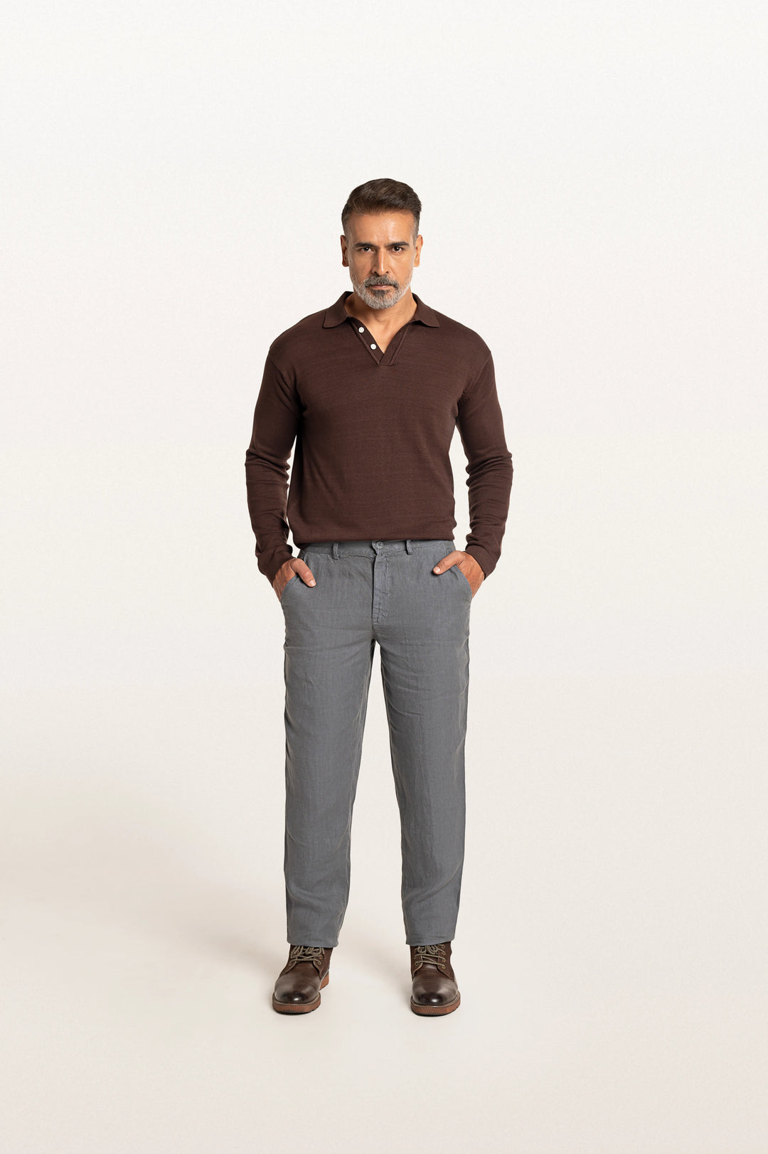 Dax Linen Titanium Men's Slim Fit Trouser