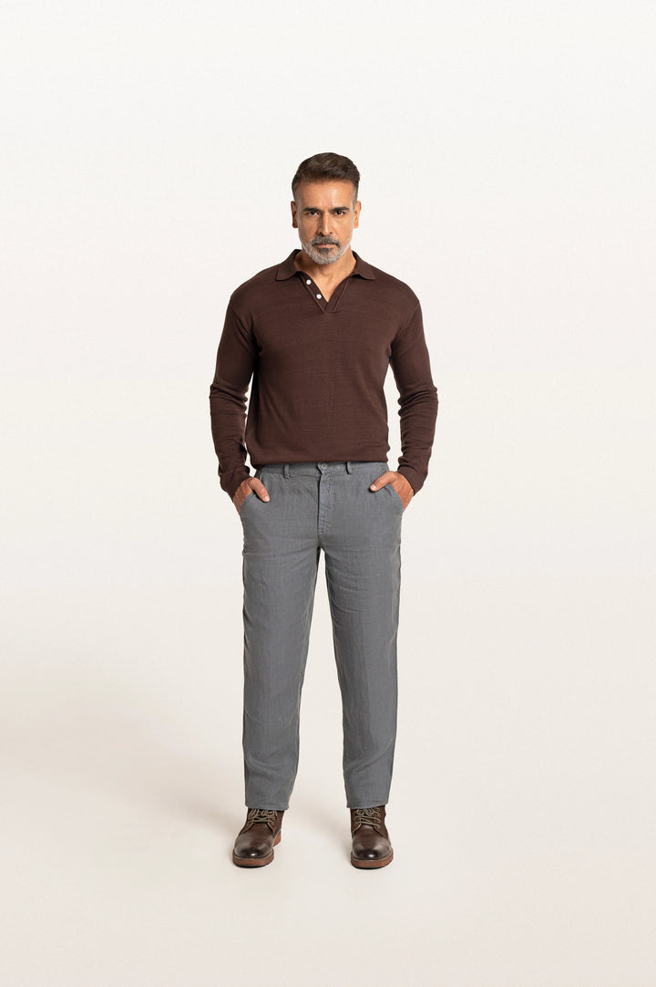 Dax Linen Titanium Men's Slim Fit Trouser