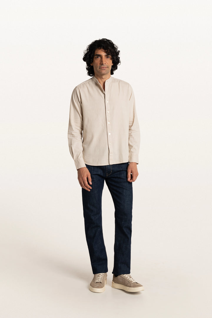 Puck Khadi Light Beige Men's Smart Fit Shirt