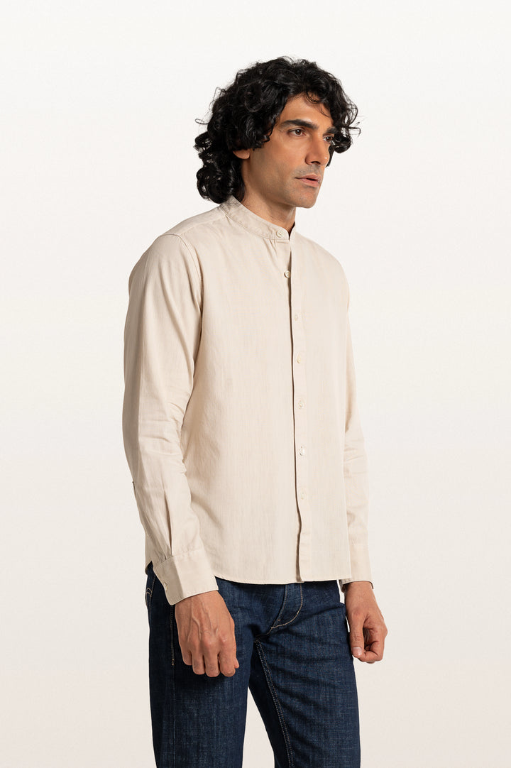 Puck Khadi Light Beige Men's Smart Fit Shirt
