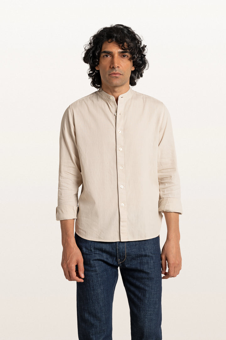 Puck Khadi Light Beige Men's Smart Fit Shirt