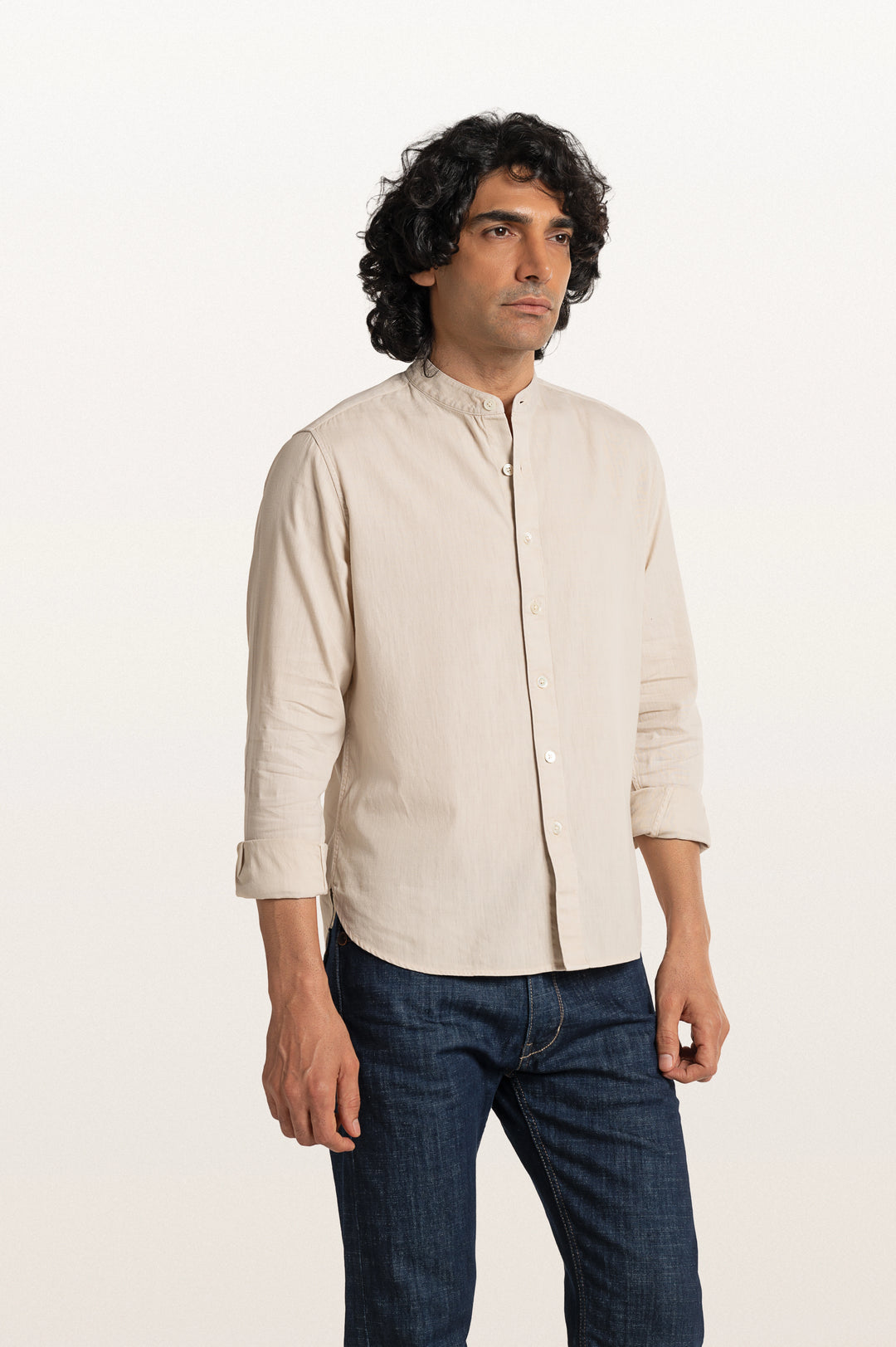 Puck Khadi Light Beige Men's Smart Fit Shirt