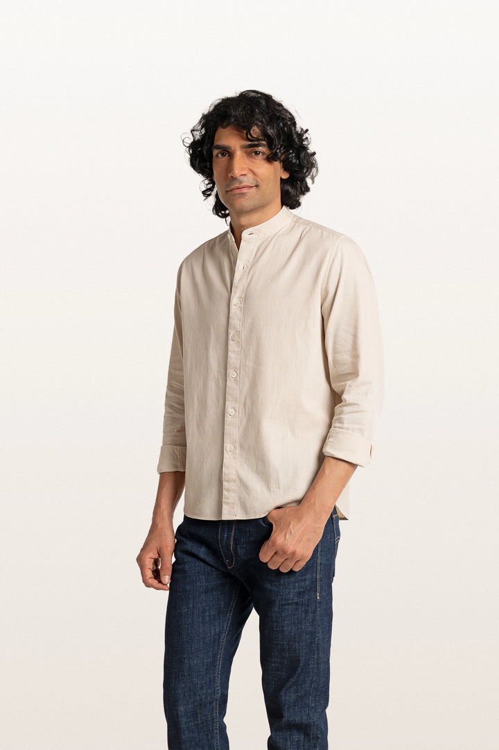 Puck Khadi Light Beige Men's Smart Fit Shirt