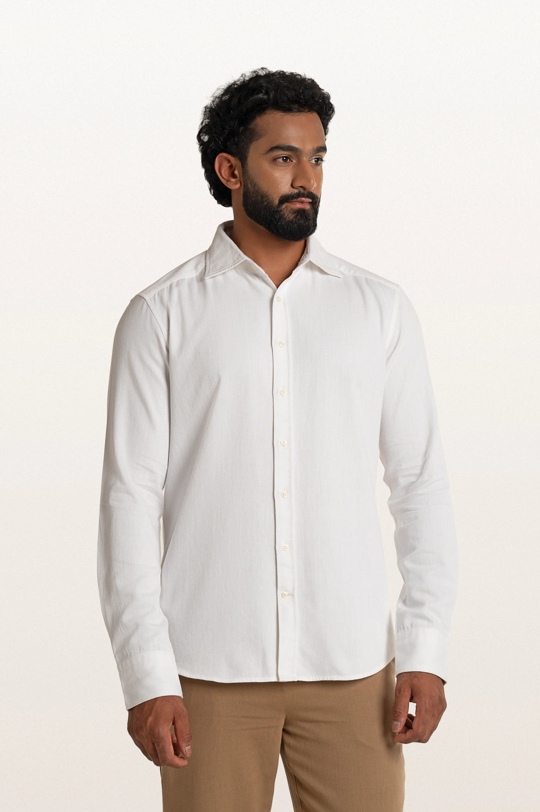 Tavo Khadi White Men's Smart Fit Shirt