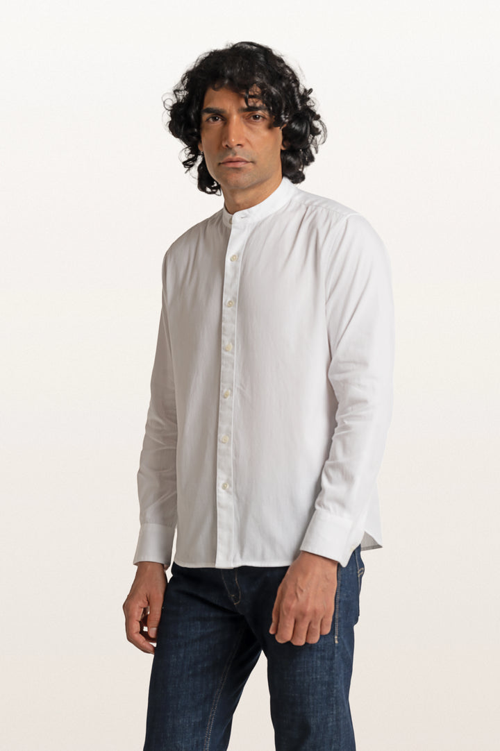 Puck Khadi White Men's Smart Fit Shirt