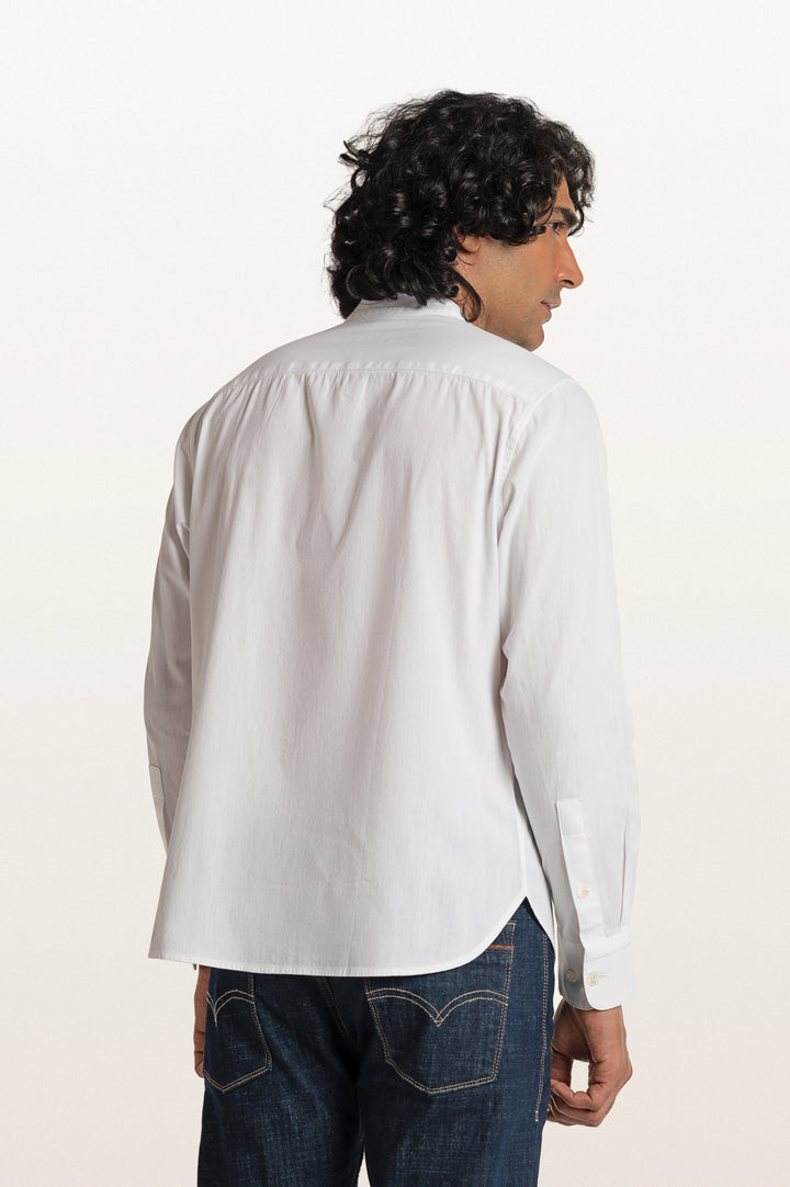 Puck Khadi White Men's Smart Fit Shirt