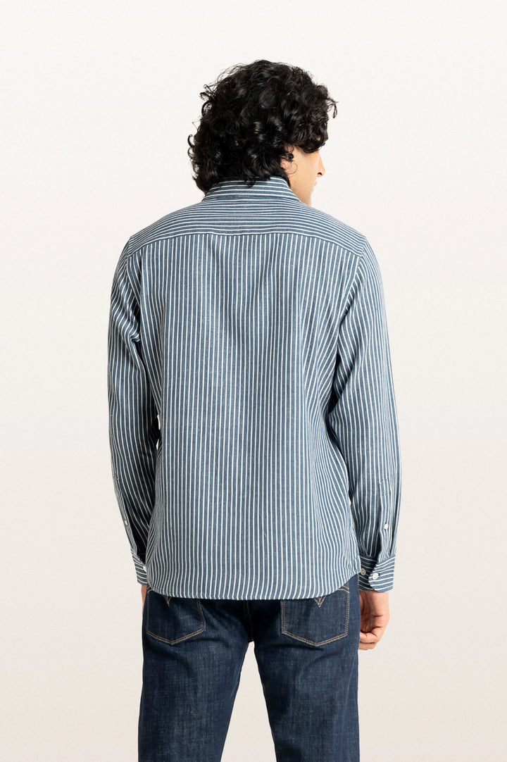 Finn Stripes Verve Stripe Indian Teal Men's Cotton Shirt