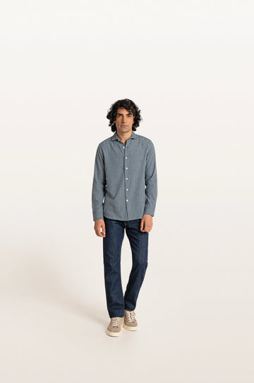 Finn Stripes Verve Stripe Indian Teal Men's Cotton Shirt