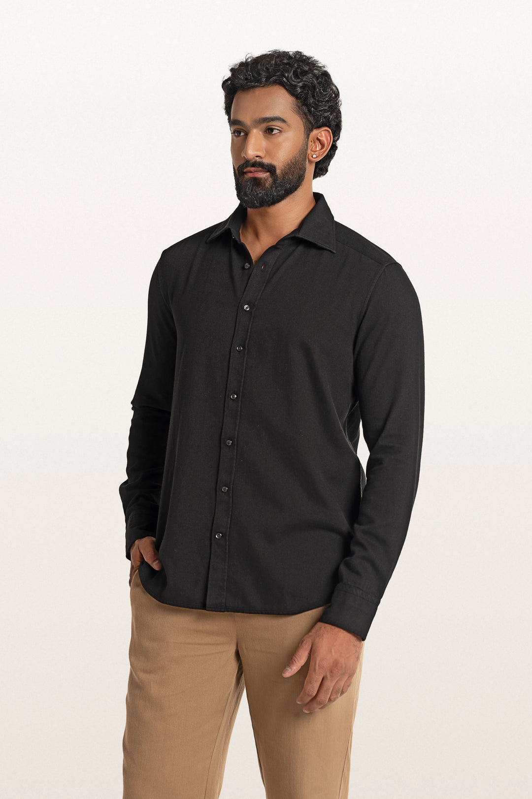 Tavo Khadi Black Men's Smart Fit Shirt