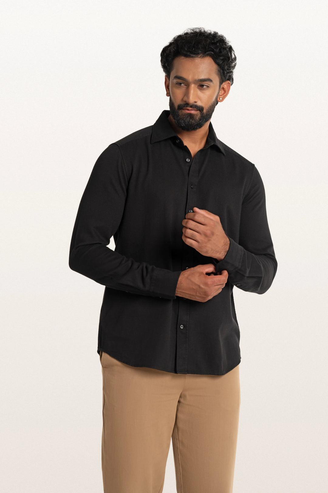 Tavo Khadi Black Men's Smart Fit Shirt