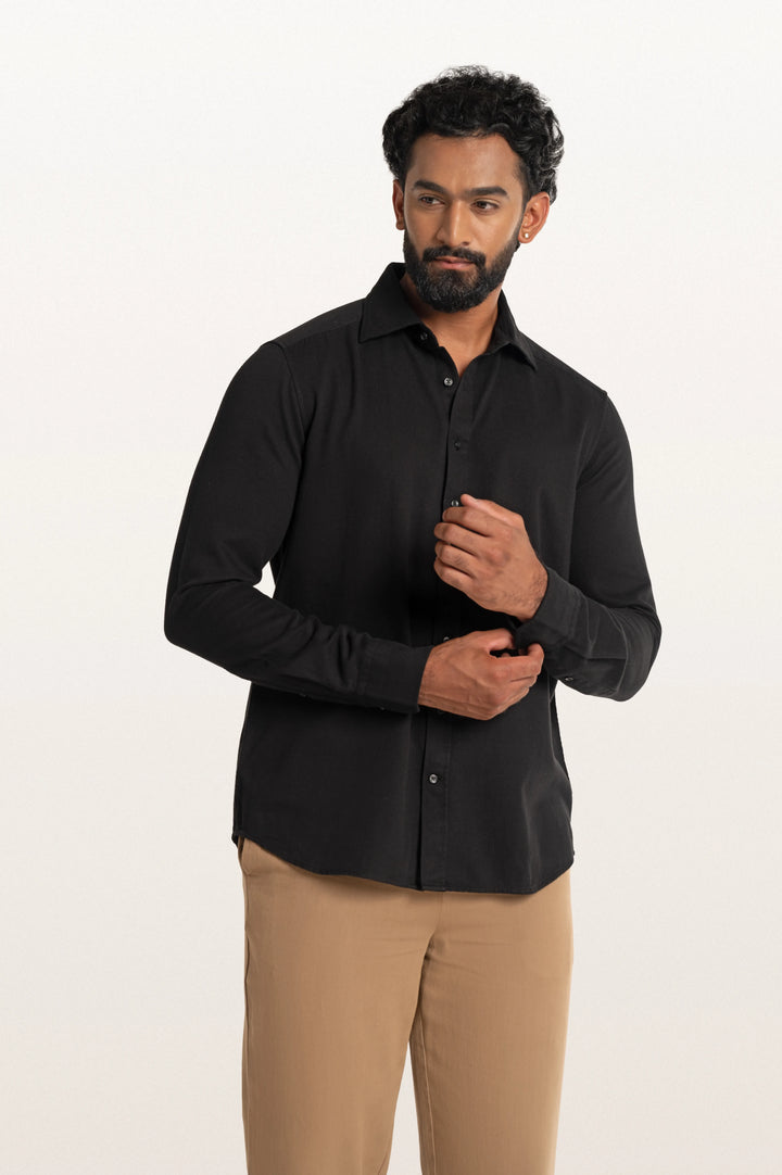 Tavo Khadi Black Men's Smart Fit Shirt