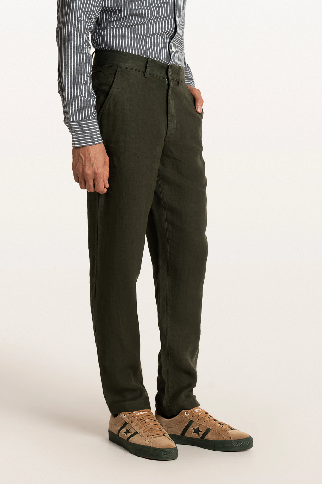 Dax Linen Bottle Green Men's Slim Fit Trouser
