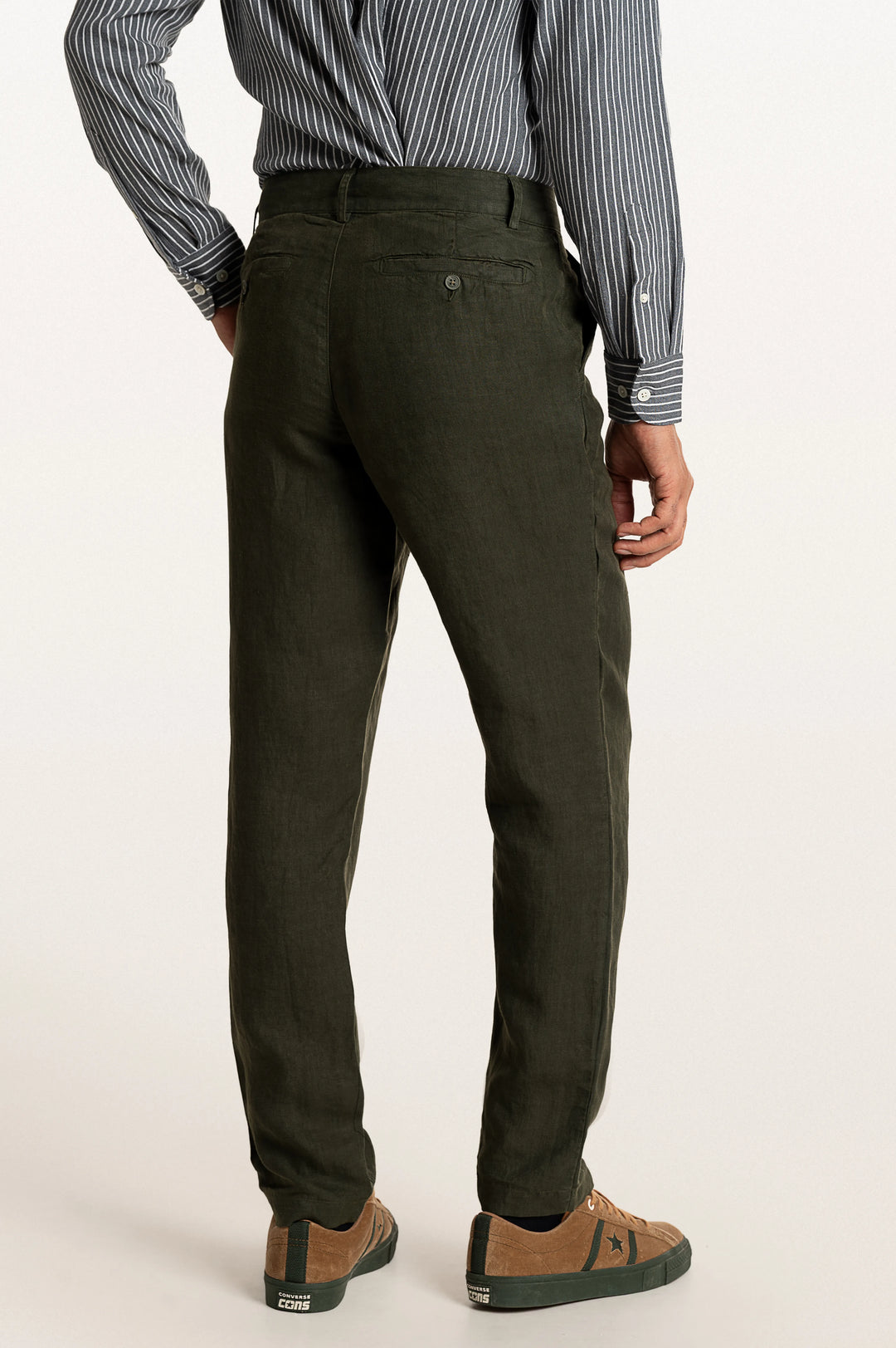 Dax Linen Bottle Green Men's Slim Fit Trouser