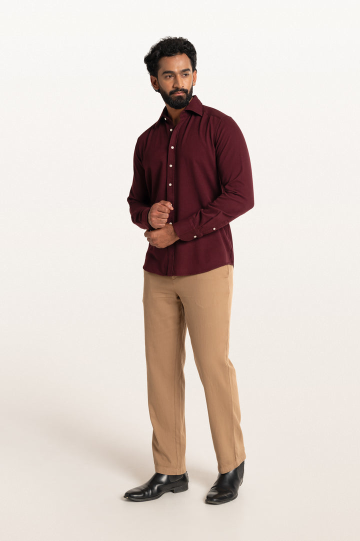 Tavo Khadi Red Wine Men's Smart Fit Shirt